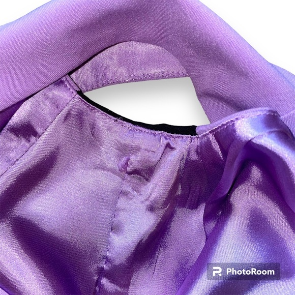 New York & Company Purple and Black Satin Lined Knee Length Dress - Picture 5 of 7